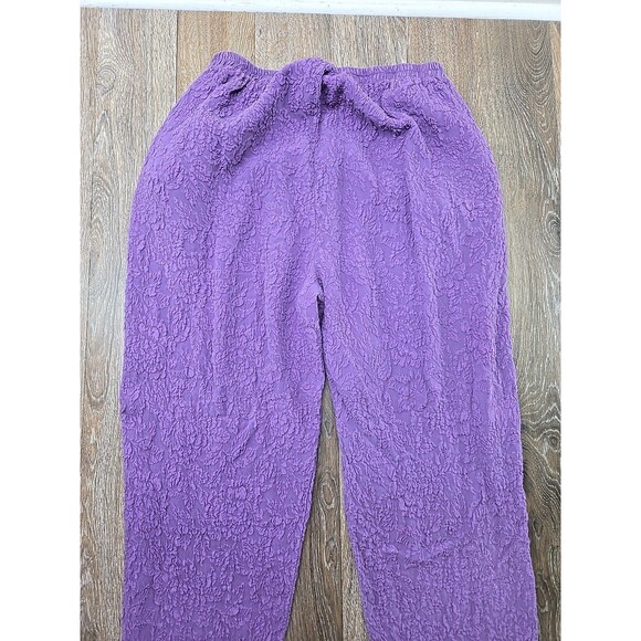 URU Kristine St. Rrik Silk Pants Womens One Size Purple Elastic Waist Pull On - Picture 9 of 10